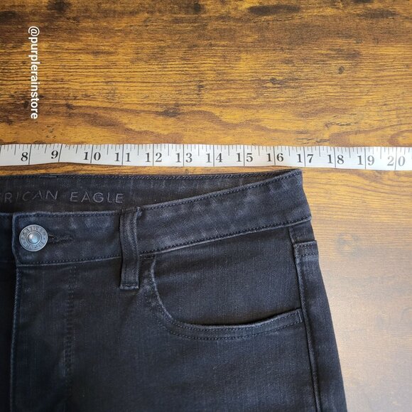 American Eagle Jeans 12 R Dream Jegging Hi Rise Tummy Control Black Wash Denim - Picture 8 of 12